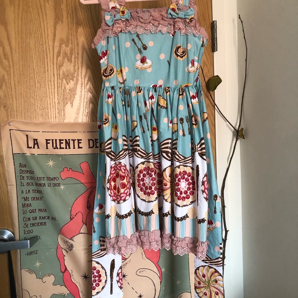 Charming Blue and Pink Midi Dress